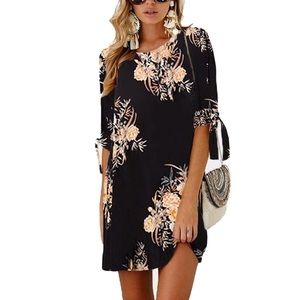 Women’s tie sleeve floral swing fit dress